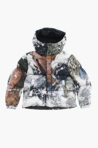 Marble-Print Padded Jacket