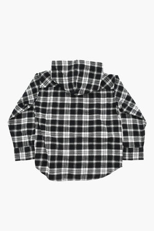 Cotton Flannel Checked Shirt with Hood