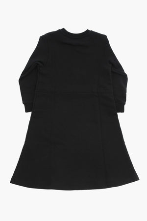Cotton Crewneck Dress With Velvet Logo