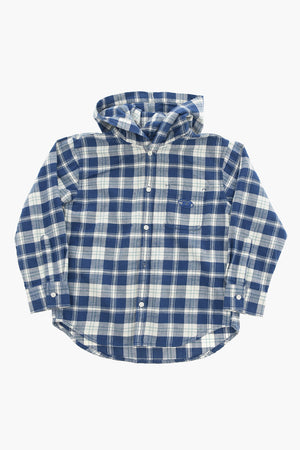 Cotton Flannel Checked Shirt with Hood