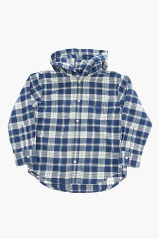 Cotton Flannel Checked Shirt with Hood