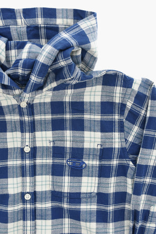 Cotton Flannel Checked Shirt with Hood