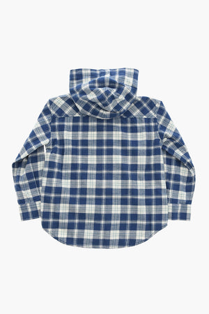 Cotton Flannel Checked Shirt with Hood