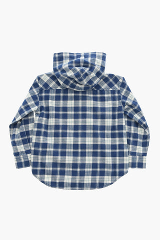 Cotton Flannel Checked Shirt with Hood