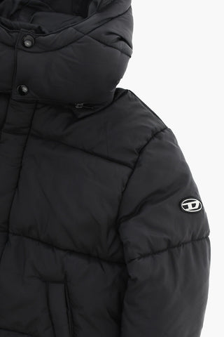Gepolsterte Steppjacke Einfarbig Mit Verdeckter Knopfleiste
