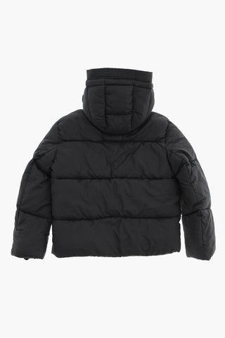 Gepolsterte Steppjacke Einfarbig Mit Verdeckter Knopfleiste