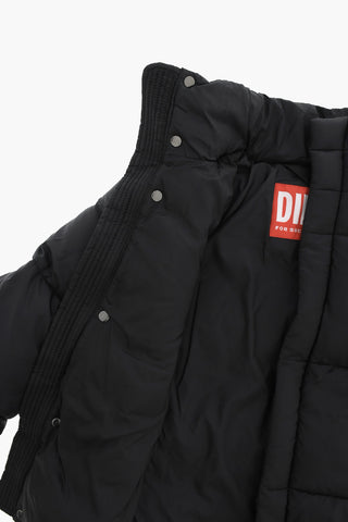 Gepolsterte Steppjacke Einfarbig Mit Verdeckter Knopfleiste