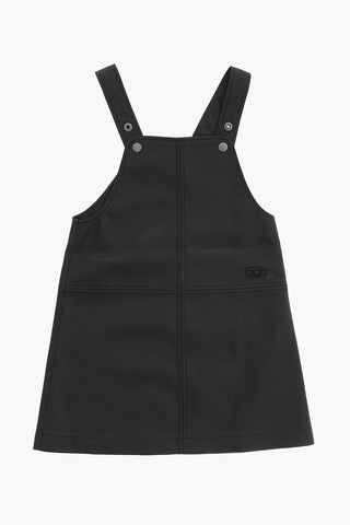 Sleeveless Faux Leather Dress With Tone-on-Tone Monogram