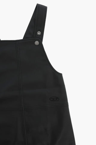 Sleeveless Faux Leather Dress With Tone-on-Tone Monogram