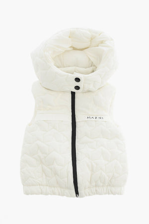 Sleeveless Quilted Jacket With All-Over Star Embroidery