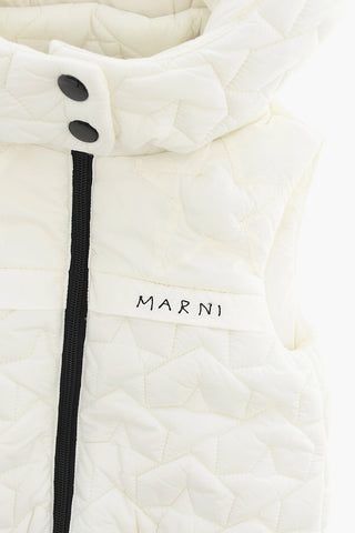 Sleeveless Quilted Jacket With All-Over Star Embroidery