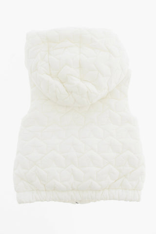 Sleeveless Quilted Jacket With All-Over Star Embroidery