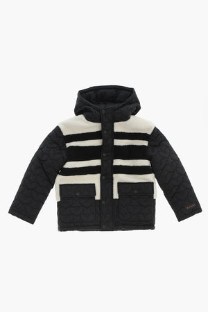 Padded Quilted Jacket with Faux Fur Details
