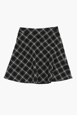 Flared Plaid Skirt with Embroidered Logo