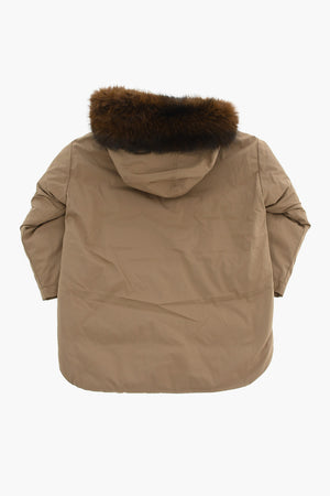 Gepolsterte Jacke Mit 4 Taschen Und Kunstpelz An Der Kapuze