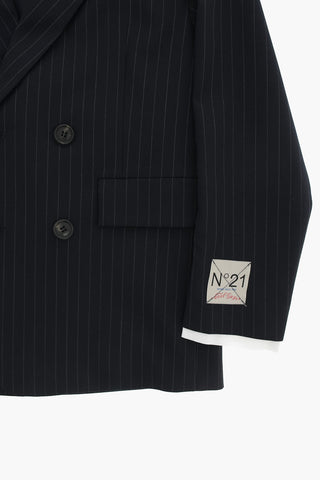 Zweireihige Nadelstreifenjacke Mit Pattentaschen Und Klassischem Revers