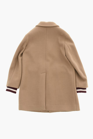 Single-Breasted Coat with Logo Patch
