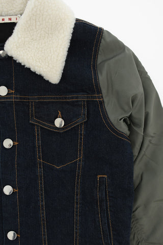 Giubbotto in Denim con Bottoni Effetto Argentato