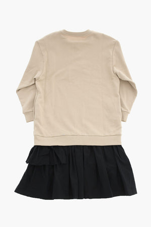 MM6 Cotton Crewneck Sweatshirt Dress with Glitter Logo