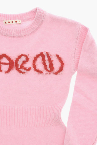 Long-Sleeve Knit Dress with Contrast Logo