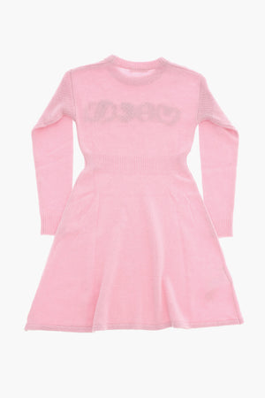 Long-Sleeve Knit Dress with Contrast Logo