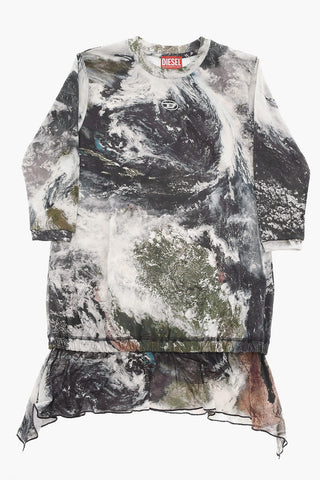 Tee Dress Effetto Marble a Maniche Lunghe 