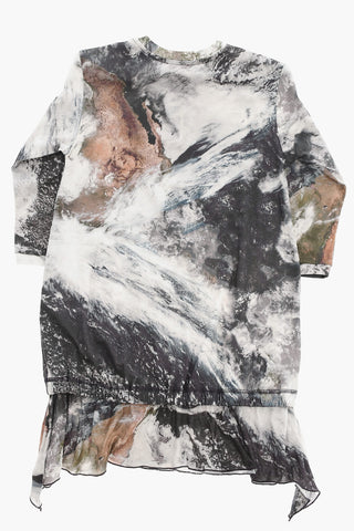 Tee Dress Effetto Marble a Maniche Lunghe 