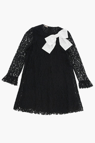 Makramé-Spitzenkleid Mit Übergroßer Schleife Vorne