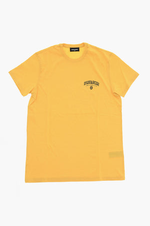 T-shirt Girocollo in Cotone con Stampa Laterale