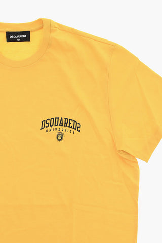 T-shirt Girocollo in Cotone con Stampa Laterale