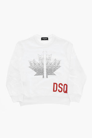 Cotton Crewneck Sweatshirt with Faded Monogram