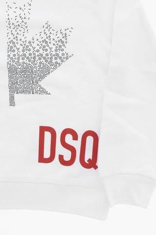 Cotton Crewneck Sweatshirt with Faded Monogram