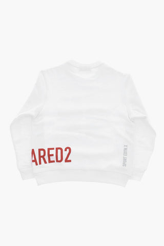 Cotton Crewneck Sweatshirt with Faded Monogram