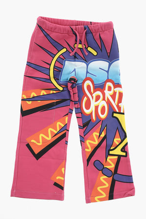Joggers in Cotone Stampati con Elastico in Vita