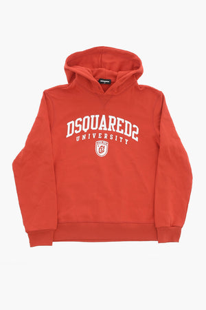 Felpa Hoodie in Cotone con Stampa a Contrasto