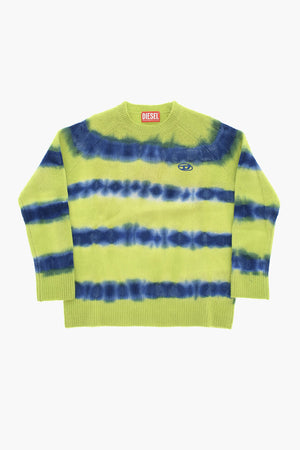 Wool Crewneck Sweater With Tie-Dye Stripes