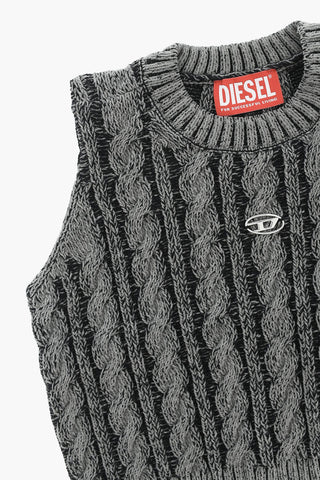 Gilet Girocollo in Puro Cotone Cable Knit