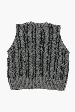 Gilet Girocollo in Puro Cotone Cable Knit