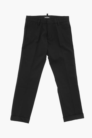 Elegante Stretch-Hose aus Schurwolle mit verdeckter Knopfleiste