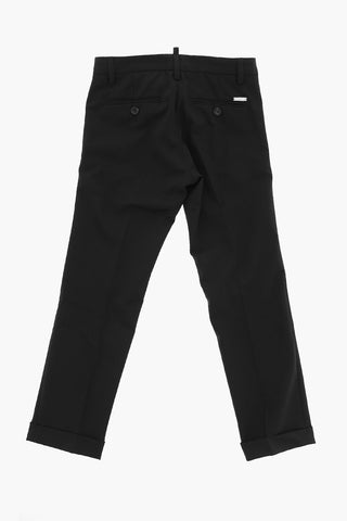 Elegante Stretch-Hose aus Schurwolle mit verdeckter Knopfleiste