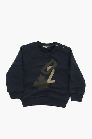 Cotton Crewneck Sweatshirt with Monogram Print