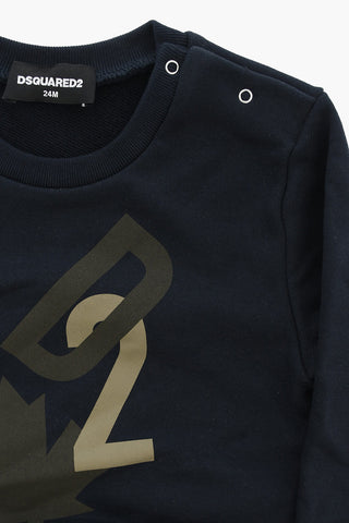 Felpa Girocollo in Cotone con Stampa Monogram