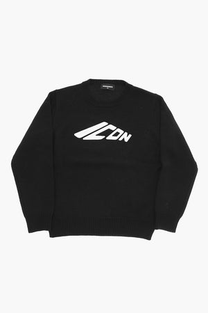 ICON Wool-Blend Crew Neck Sweater With Embossed Monogram