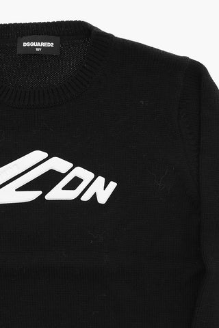 ICON Rundhals-Pullover Aus Wollmischung Mit Relief-Monogramm