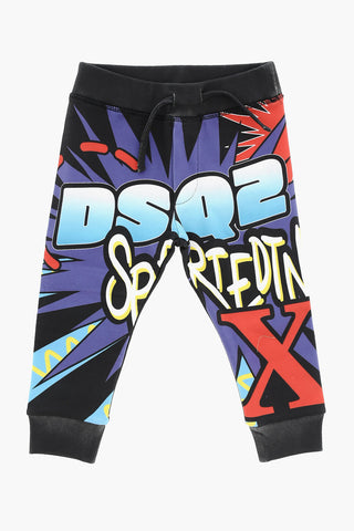 Joggers in Cotone Stampati con Elastico in Vita