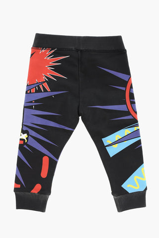 Joggers in Cotone Stampati con Elastico in Vita