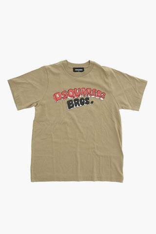 Cotton Crewneck T-Shirt With Logo Print