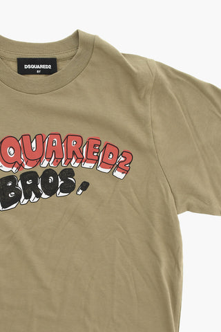 Cotton Crewneck T-Shirt With Logo Print