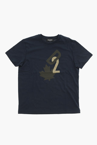 Rundhals-T-Shirt aus Baumwolle mit Front-Monogramm