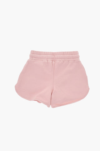 Einfarbige Shorts aus angerauter Baumwolle mit aufgedrucktem Logo
